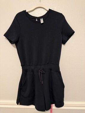 SPANX Black Short Sleeve Romper with Drawstring